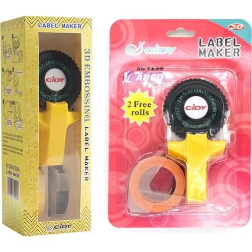 Yellow Cidy C101 Manual Label Makers for 9mm 3D Embossing Plastic Label Tapes Mini Handhold Typewriter Replacement of Motex E101