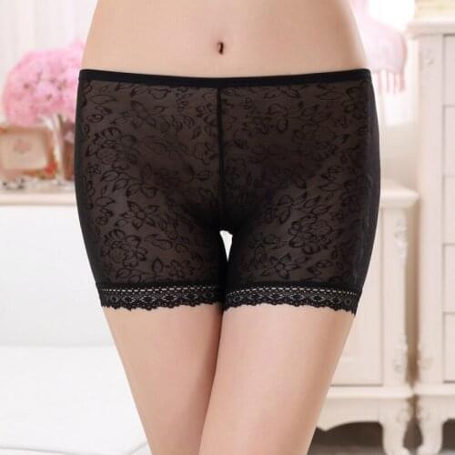 Yasemeen Sexy Lace Transparent Sfety Pants Ice Silk Lady Short Pants Breathable Seamless Sexy Pants
