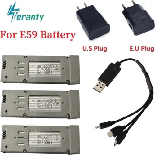Original 3.7V 600mAh Lipo Battery Charger Sets For E59 RC Drone Quadcopter Spare Parts Original 3.7v Rechargeable Battery