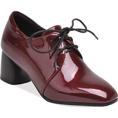 Joker British wind square early spring of 2019 new womens shoes with high heels 43-43 lace-up shoes wet