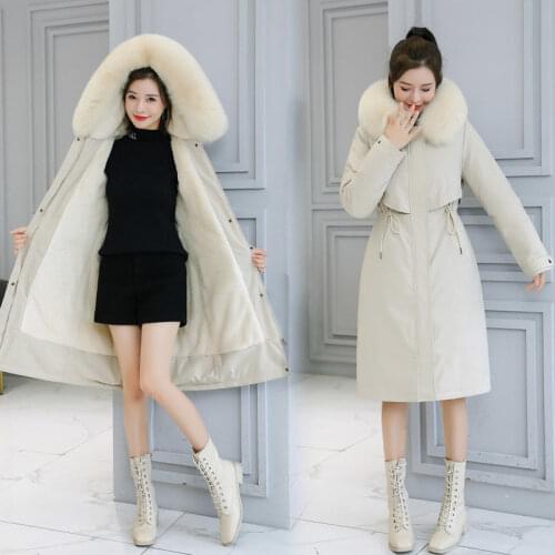 Women Winter Jacket 2021New Women Plus Velvet Lining Cotton Padded Parka Outwear Winter Hooded Female Jacket Warm Coat D