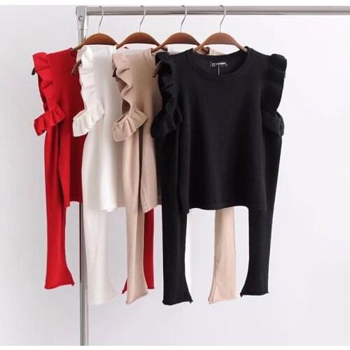 Women sweaters and pullovers off shoulder knitted sweater
