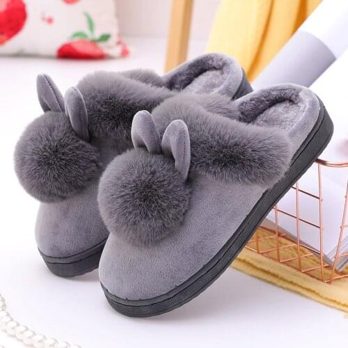 Women Winter Slippers Velvet Snow Female Slipper Indoor Home Shoes Casual Ladies Soft Comfort Shoe Woman Furry Rabbit Ears Plush