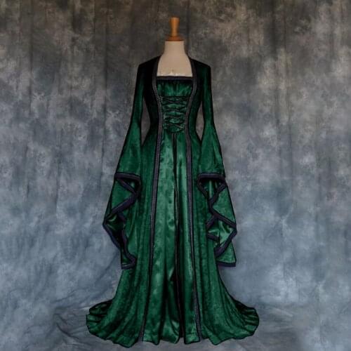 Medieval Witch Dress for Women Scary Halloween Carnival Party Cosplay Performance Clothing Middle Ages Vampire Bride Costumes