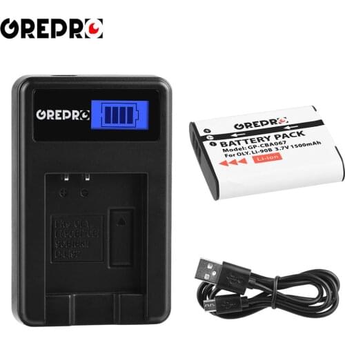 1pc 1500mAh Li-90B Li-92B Li90B Li 90B 92B Battery + LCD Charger for Olympus Tough SH-1 SH-2 SH-50 his SH-60 SP-100 TG-3 TG-4