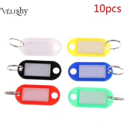10pcs Plastic Custom Split Ring ID Key Tags Labels Key Chains Key Rings Numbered Name Baggage Luggage Tags