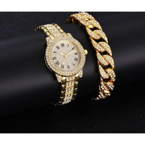 2021 Men 2PCS Set Luxury Fashion Watches Rhonestone Men Women Business Simple Stainless Steel Quartz Watch Relogio Masculino