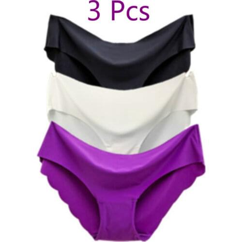 3 Pcs/set Solid Ladies Women Seamless Panties Ice Silk Underwear G String Panties Sexy Underwear Panties Comfortable Breathable
