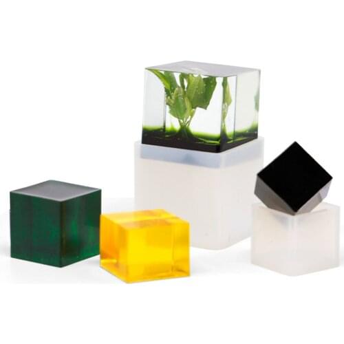 4PCS/Set Cube Shape Silicone Candle Mold DIY Gypsum Plaster Crafts Mold Square Soap Candle Resin Molds Dried Flower Decoration