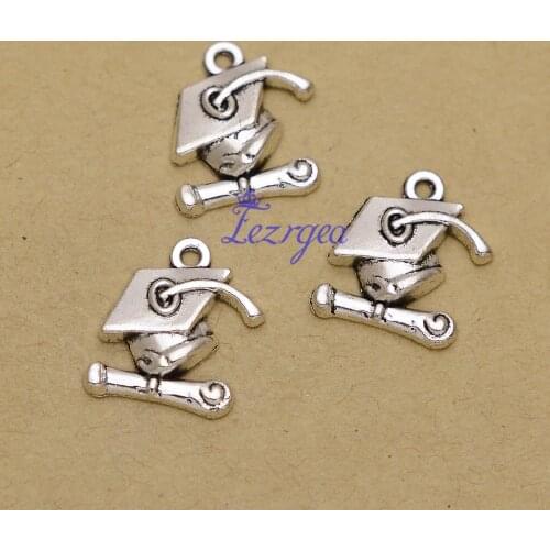 40pcs/lot--17x16mm, Antique silver plated Graduation Cpa And Diploma charms,DIY supplies,Jewelry accessories