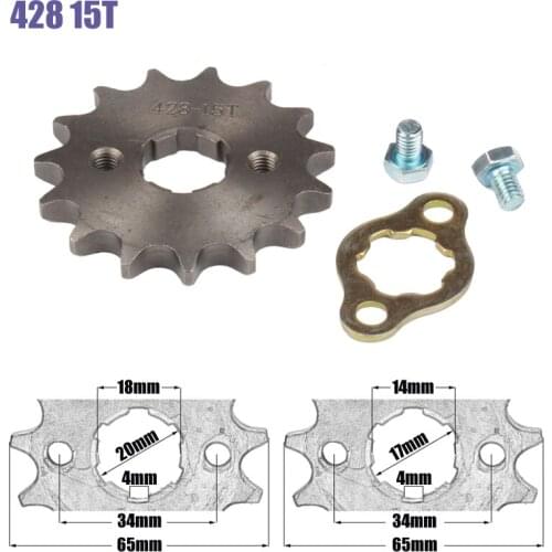 428 Chain 15T 17mm 20mm Front Engine Sprocket For 50cc to 125cc Dirt Bike ATV Go Kart Quad Pitbike Buggy Motorcycle