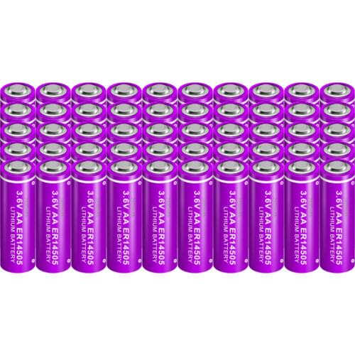 50pcs PKCELL 3.6V ER14505 14505 2400mah AA LiSCLO2 Battery Superior LR6 R6P 1.5V Batteries For GPS Tracking Cameras