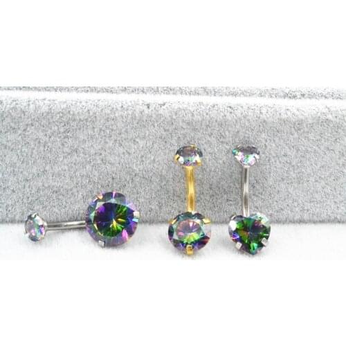 50PCS Surgical Steel Double AAA New CZ Navel Belly Ring Button Bar Internally Threaded Navel Rings Body Piercing Jewelry Shine