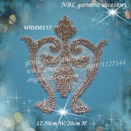 Beaded rhinestone applique patch for dress WDD0155