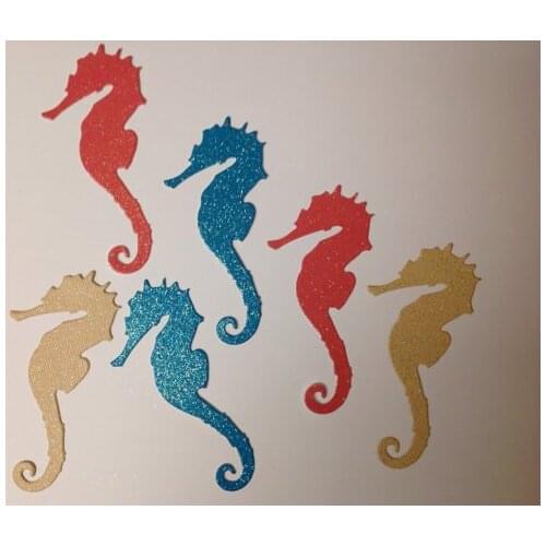 Teal, coral and cream glitter sea horse scatter beach wedding birthday bridal baby shower Table decor scrapbook Confettis