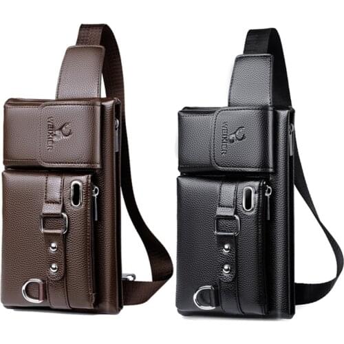 WEIXIER Brand Unisex Single-Shoulder Multi-Function Large-Capacity Waist Bag Mens Chest Bag Casual Messenger Bag Wallet