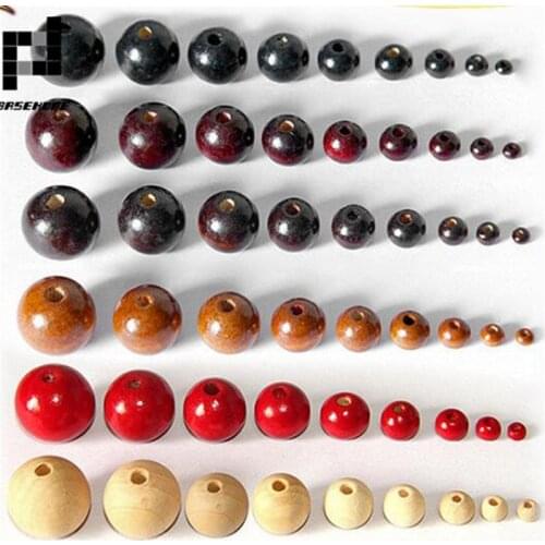 BASEHOME 100pcs/lot 4/6/8/10/12/14mm Wood Beads Spacer Bead 6 Color Beads for DIY Bracelet Making Jewelry