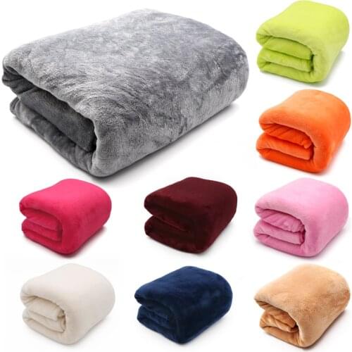 Flannel Blanket Plaids super warm Light Thin Mechanical Wash soft blankets throw on Sofa/Bed/ Travel patchwork solid Bedspread