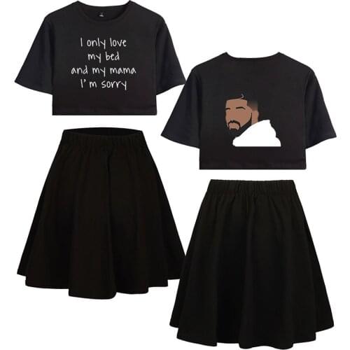 Two piece set skirts drake I only love my bed 3d print Cheerleader stranger things tracksuit for women skirt