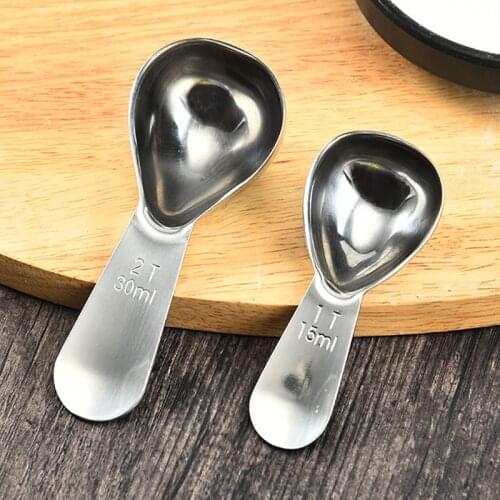 Coffee Scoop 5ml 30ml Kitchen Scale 304 Stainless Steel Measuring Spoon Silver Baking Kitchen Tool Tea Coffee Accessories