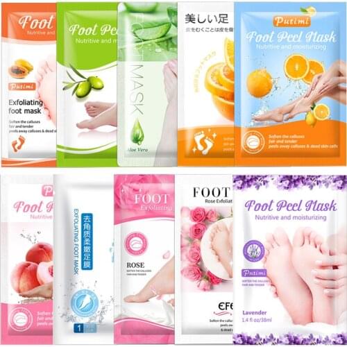10packs Foot Mask Peeling Exfoliating Feet Mask for Legs Pedicure Socks Foot Care Whitening Anti Crack Heel Dead Skin Foot Patch