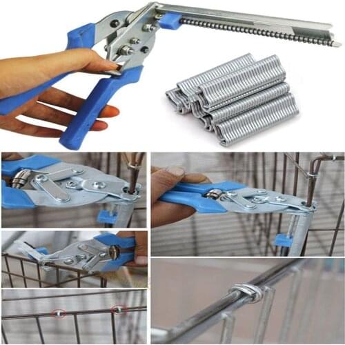 The New1 Set Fastening Clamp Installation Poultry Cage Plier & 600 Nails Chichen Rabbit Fox Bird Dog Cage Clamp Installation Kit