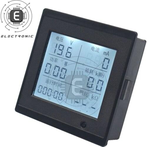 LCD Digital Display DC Voltage Current 6-200V Power Consumption Impedance Multi-function Ammeter Voltmeter Tester 20A