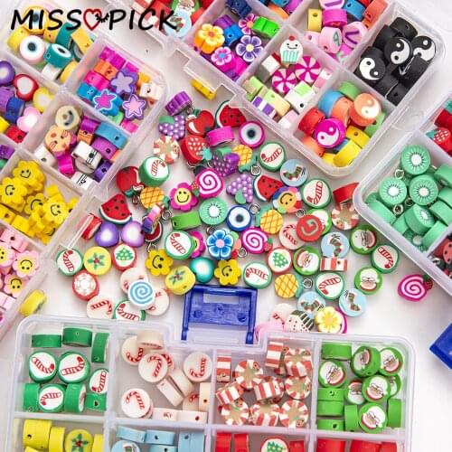 Box Set Polymer Clay Beads Loose Spacer Beads Kids Crafts for Jewelry Making DIY Charms Handmade Bracelet Necklace Accessories