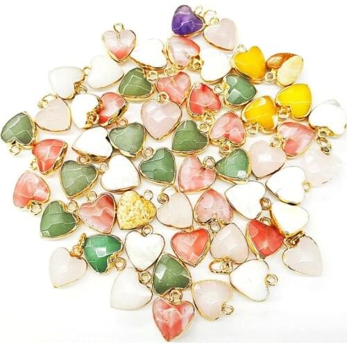 Natural Stone Opal Heart Pendant 14x17mm Exquisite Love Tiger Eye Pendant For Jewelry DIY Necklace Bracelet Jewelry Accessories