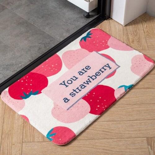 Animal Cartoon Elephant Cat Printed Non-slip Bath Mat Kitchen Bedroom Carpet Water Absorption Doormat Cute Fruit Plush Rugs New