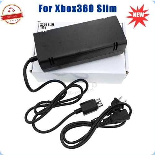 Newest AC 100-240V Adapter Power Supply Charger EU US Plug Cable for XBOX 360 Slim Replacement Charger With LED Indicator Light