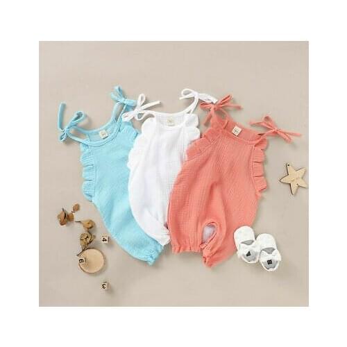 Newborn Baby Girl Boy Clothes Cotton Linen Romper Jumpsuit Summer Solid Color Cozy Soft Breathable Outfit Romper Clothes 0-18M