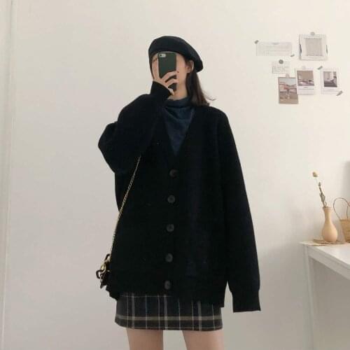 Fall 2021 Women Clothing Oversize Womens Sweaters Autumn Vintage Loose Winter Sweater Knitted Women Cardigan Knit Button Maxi