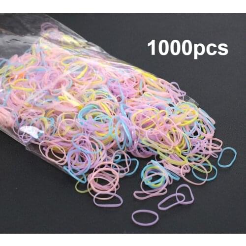 1000pcs Color Rubber Bands for Hair Styling Ties Kids Girls Braiding Hairband Food Office Rubber Bands Elastic Stationary Holder