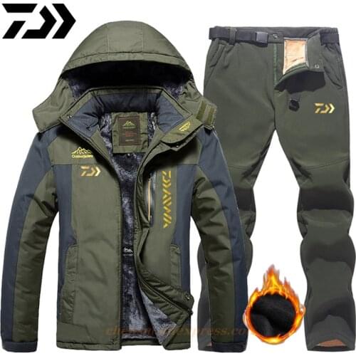 Daiwa -30 Fishing Suit For Men Windproof Waterproof Snowboard Jacket Sets Winter Warm Snow Costumes Outdoor Ski Jacket+Pants