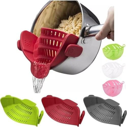Silicone Colanders Kitchen Clip On Pot Strainer Drainer For Draining Excess Liquid Draining Pasta Vegetable Cookware Drain Bowl