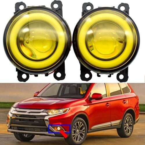 LED Light for Mitsubishi Outlander CW0 2013-2019 2in1 LED Angel Eyes DRL Daytime Running Fog Lamp Cut-Line Lens Fog Lights