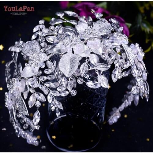 YouLaPan HP391 Luxury Bridal Hairbands Handmadde Alloy Leaf Headwear Rhinestone Hair Tiara Wedding Hair Accessories Jewelry