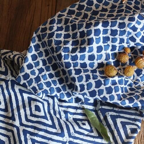 Flower printed ramie fabric Pastoral style floral dress fabric handmade clothing retro shirt fabric