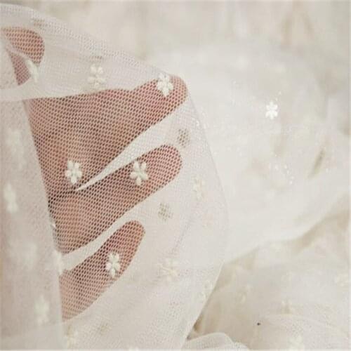 TOOGOOD 1Yard Polka Dot Embroidered Tulle Mesh Lace Fabric French Gauze Lace For Dress Party Decoration