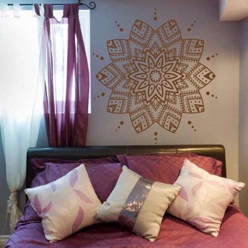 Boho Mandala Wall Decal Vinyl Sticker- Mandala Bohemian Bedroom Wall Decal Morrocan Decor- Yoga Wall Decal Meditation A12-008