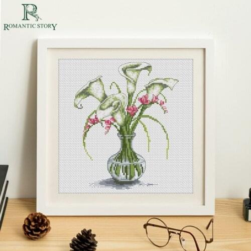 Embroidery,Paintings,Needlework,Cross stitch kits,Flower,calla lily,DIY Cross-stitch,thread embroidery,Romantic Story 2073