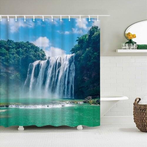 High Quality Landscape Shower Curtains for Bathroom Polyester Natural Scenery Forest Printing Shower Curtain With Hook 180*200CM