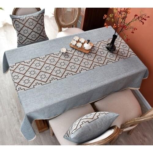 High quality cotton Linen Table cloth with flag white lace selvage waterproof oilproof NO-wash hotel Dining room Table Cover