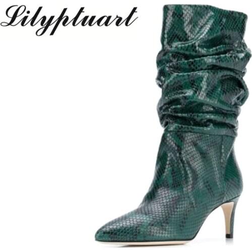 European and American style pointed toe plus size womens high stiletto heel retro pleated short boots women shoes 2020