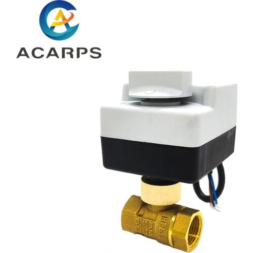 1/2" Brass Electric Ball Valve Three-Wire Two-Control Two-Way Electric Actuator Internal Thread With Manual Switch AC220V