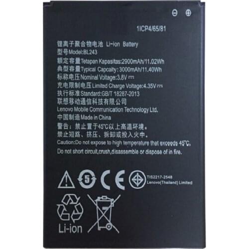 100% Original antirr Backup 2900mAh BL243 Mobile Phone Battery for lenovo K3 Note K50-T5 A7000 A5500 A5600 A7600 Battery