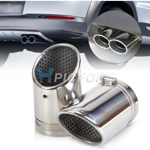 DWCX 2pcs CHROME STAINLESS STEEL EXHAUST TAIL REAR MUFFLER TIP PIPE TAILPIPE For Audi Q5 A4 B8 Sedan 2.0T VW Tiguan 2009 - 2012
