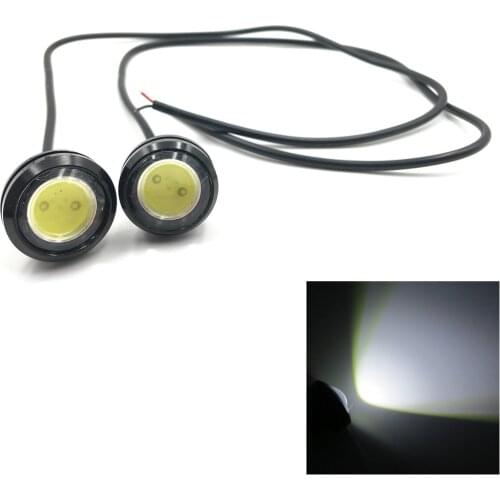 2x 23mm 12V/24V Car Eagle Eye LED Daytime Running Light White DRL Backup Reverse Parking Lamp Black Silver shell