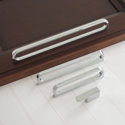 3.66" 5" 7.55" 12.6" Chrome Cabinet Pulls Zinc Alloy Door Pull Rings Furniture Drawer Handle Dresser Knob 93mm 128mm 192mm 320mm